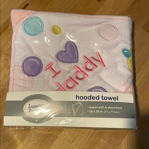 Luvable Friends Pink and White Hooded Towel